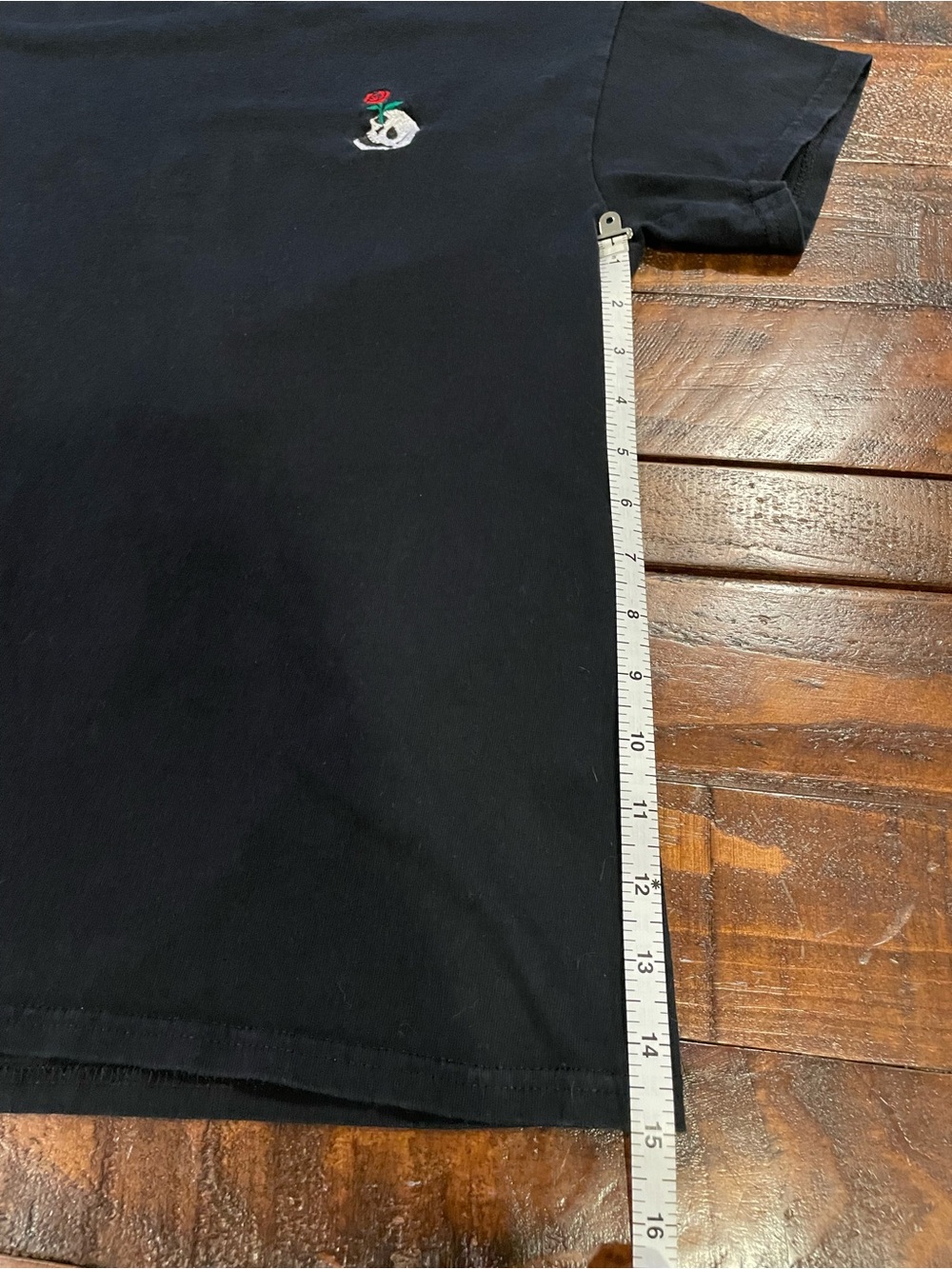 riot society Black Crewneck Tee with Rose Skull Embroidery - Picture 5 of 6
